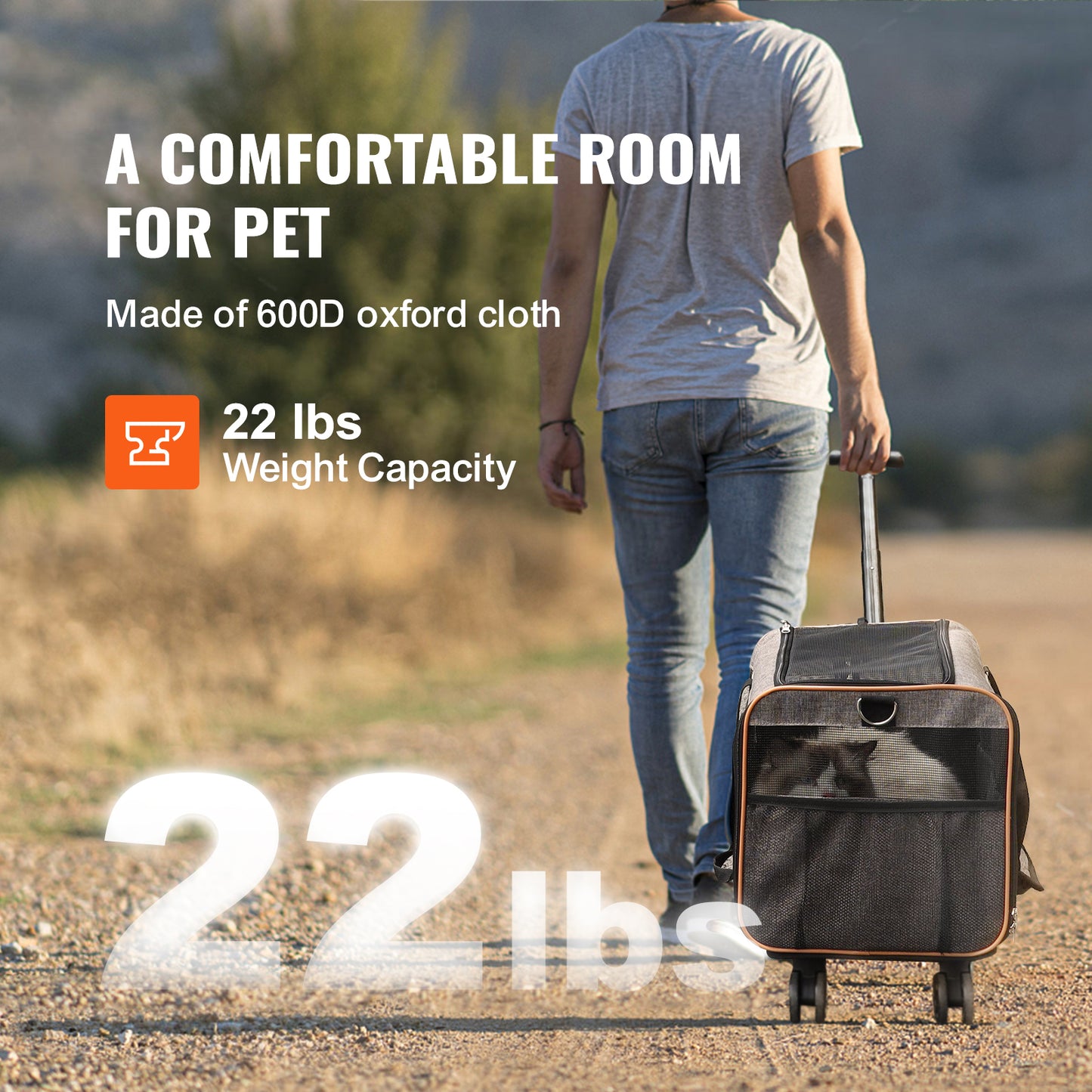 Jack & Susy™ Rolling Pet Carrier – Airline Approved Cat & Small Dog Travel Bag with Wheels, Telescopic Handle & Shoulder Strap