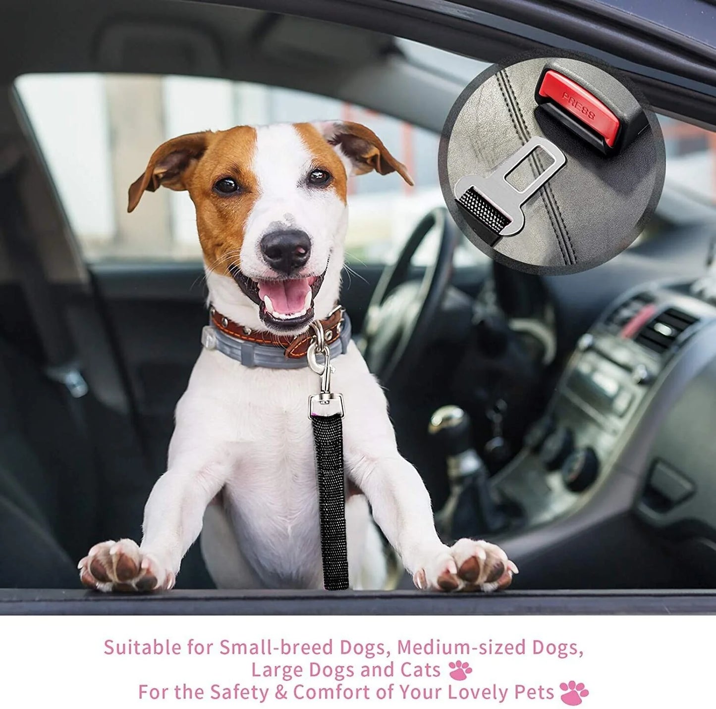 2-Pack Adjustable Pet Car Seat Belts β Heavy-Duty Nylon Safety Harness for Dogs & Cats | Universal Fit, Tangle-Free, Secure Travel Restraint