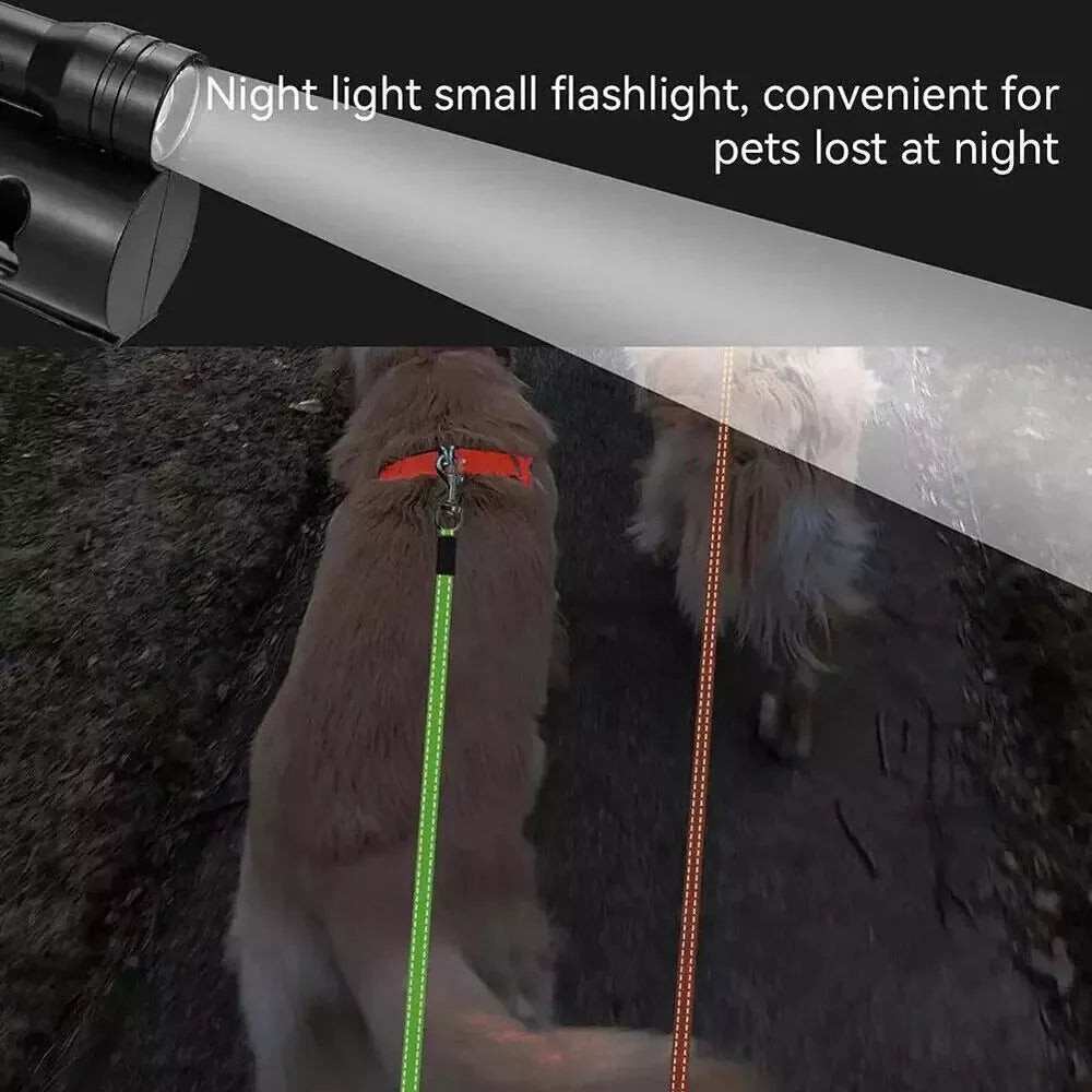 Jack & Susy™ Dual Retractable Dog Leash – 360° Tangle-Free Double Walking Lead with Reflective Strips & LED Light