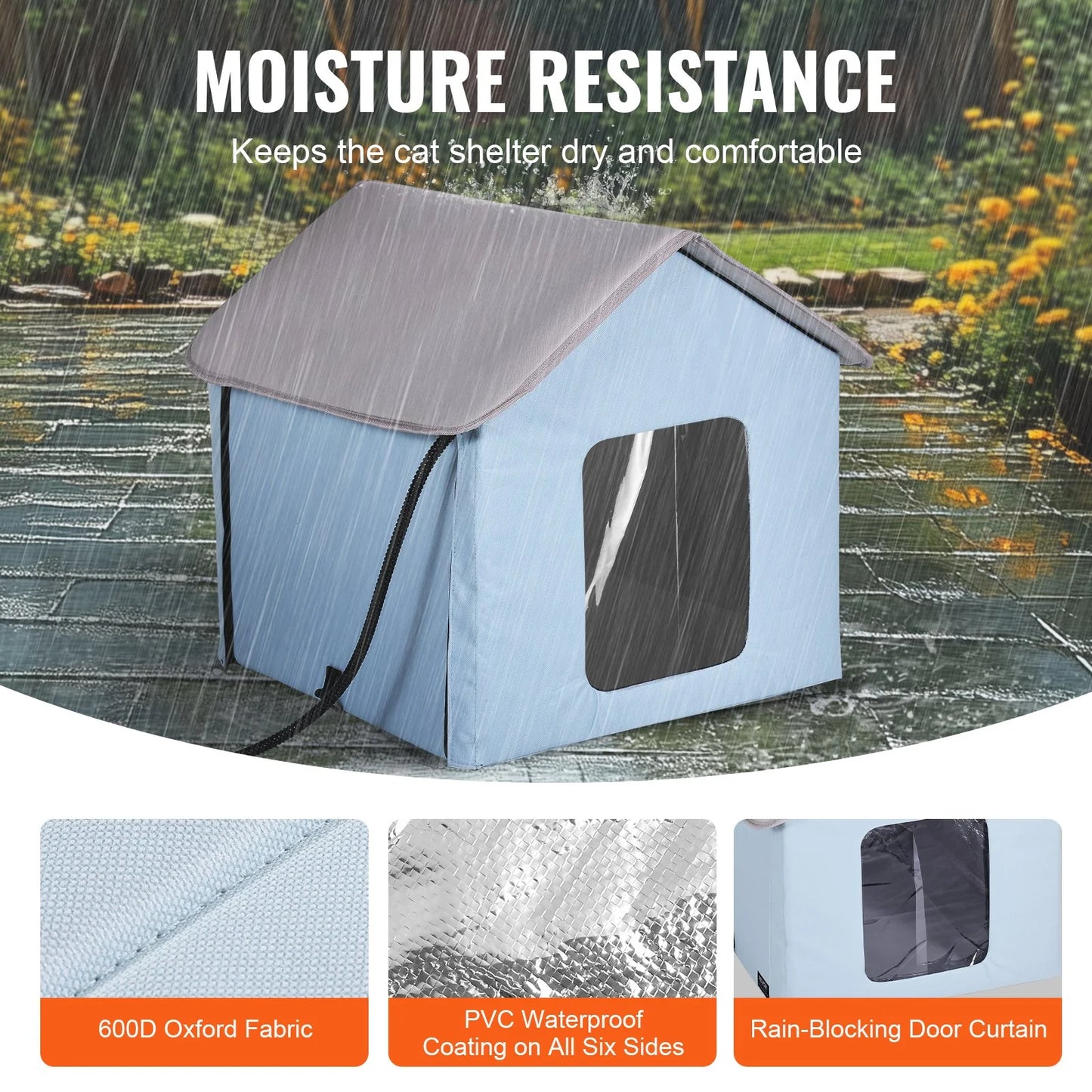 Foldable Heated Cat House β Warm Kitty Shelter with Removable Pad