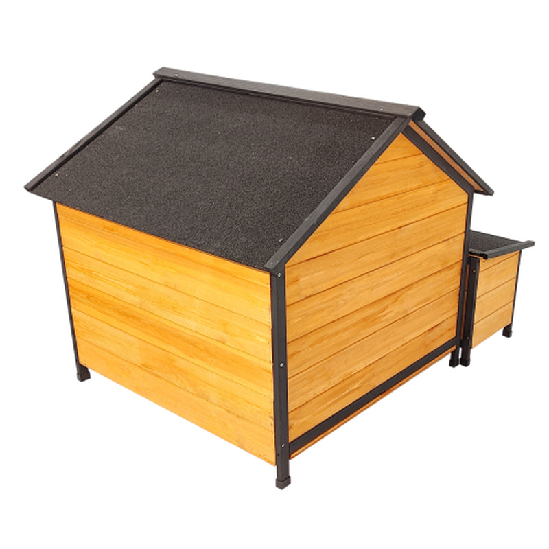 Jack & Susy™ Luxury Wooden Dog House with Playground – Spacious Outdoor Kennel with Feeding Station & Toy Storage (For Multiple Dogs)