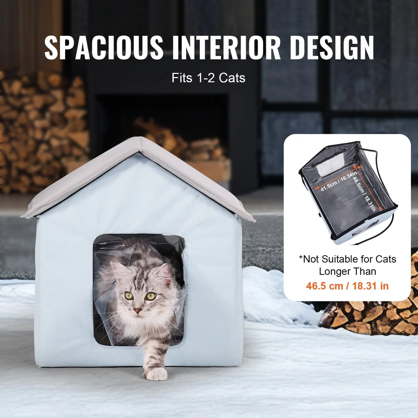 Foldable Heated Cat House β Warm Kitty Shelter with Removable Pad