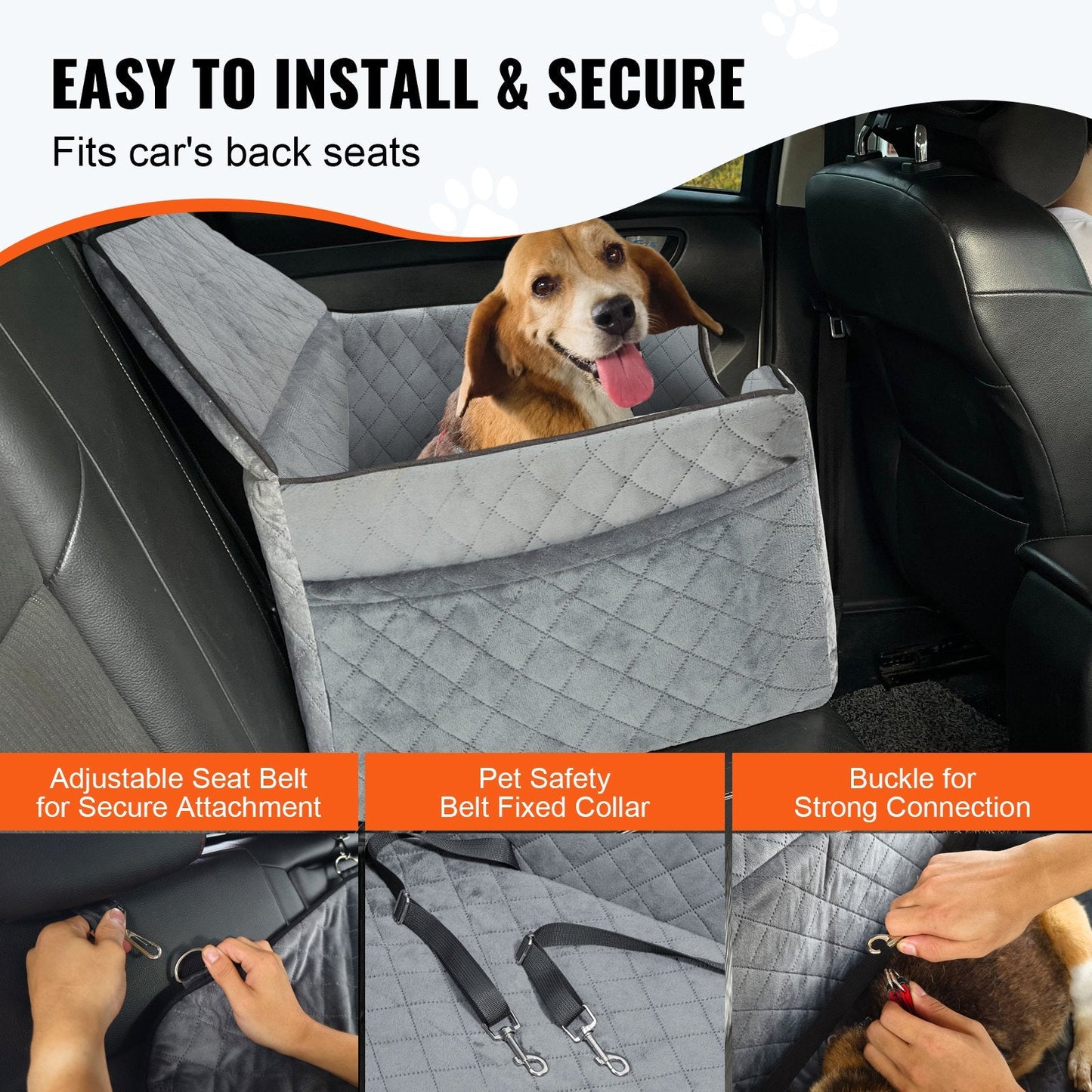 Jack & Susy™ Luxury Dog Booster Car Seat – Secure, Comfortable & Stylish Travel Seat for Medium and Large Dogs (Up to 55 lbs)