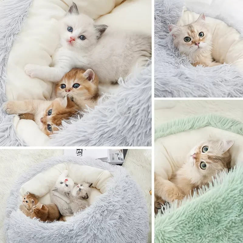 2-in-1 Plush Pet Bed β Warm Winter Cushion & Sleep Bag for Cats & Small Dogs