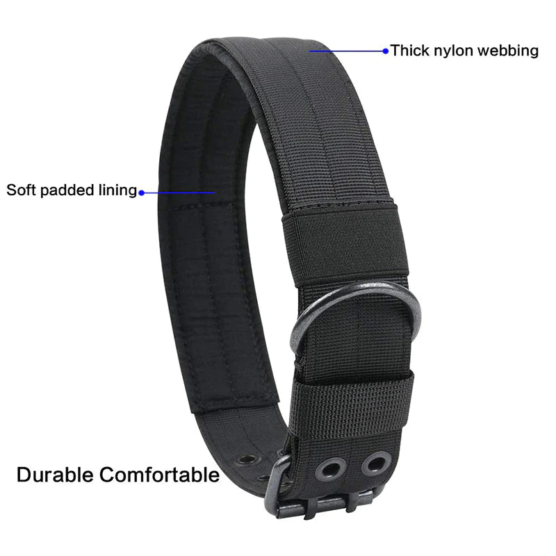 Jack & Susy™ Tactical Heavy-Duty Dog Collar – 2" Wide Military-Grade Nylon with Metal Buckle (K9 Training Collar)