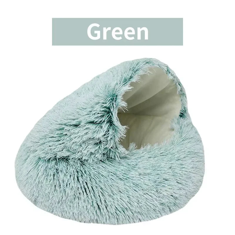 2-in-1 Plush Pet Bed β Warm Winter Cushion & Sleep Bag for Cats & Small Dogs