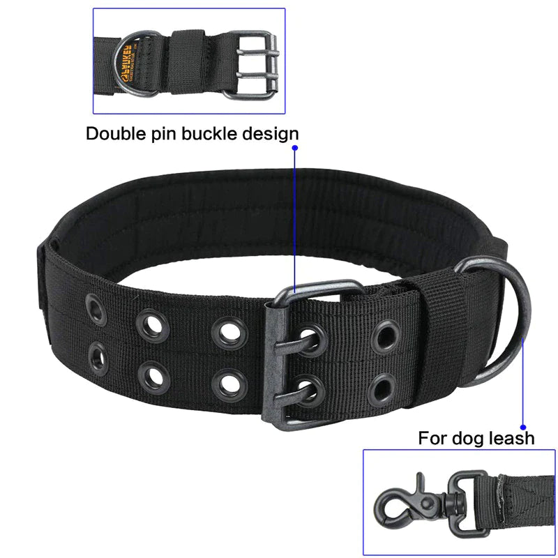 Jack & Susy™ Tactical Heavy-Duty Dog Collar – 2" Wide Military-Grade Nylon with Metal Buckle (K9 Training Collar)