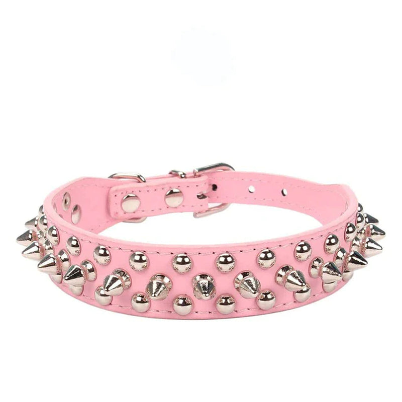 Jack & Susy™ Spiked Studded Leather Dog Collar – Adjustable PU Collar with Rivets for Small to Large Dogs