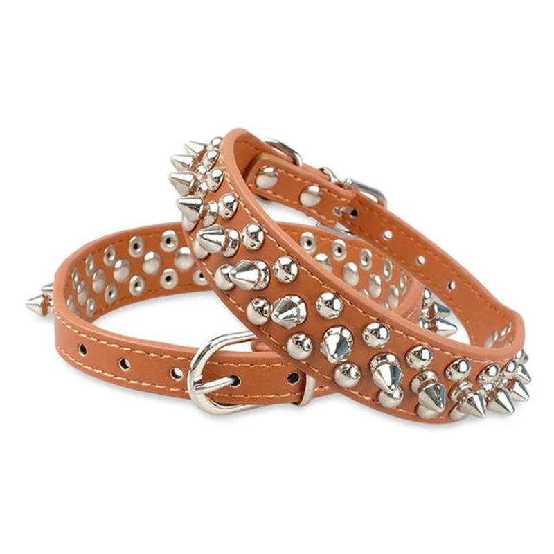Jack & Susy™ Spiked Studded Leather Dog Collar – Adjustable PU Collar with Rivets for Small to Large Dogs