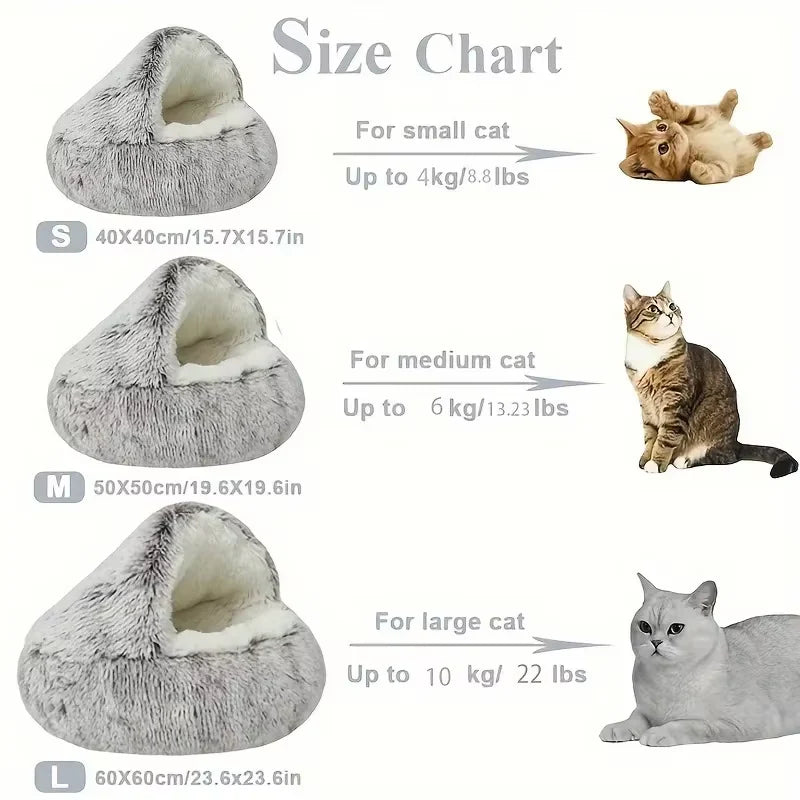 2-in-1 Plush Pet Bed β Warm Winter Cushion & Sleep Bag for Cats & Small Dogs
