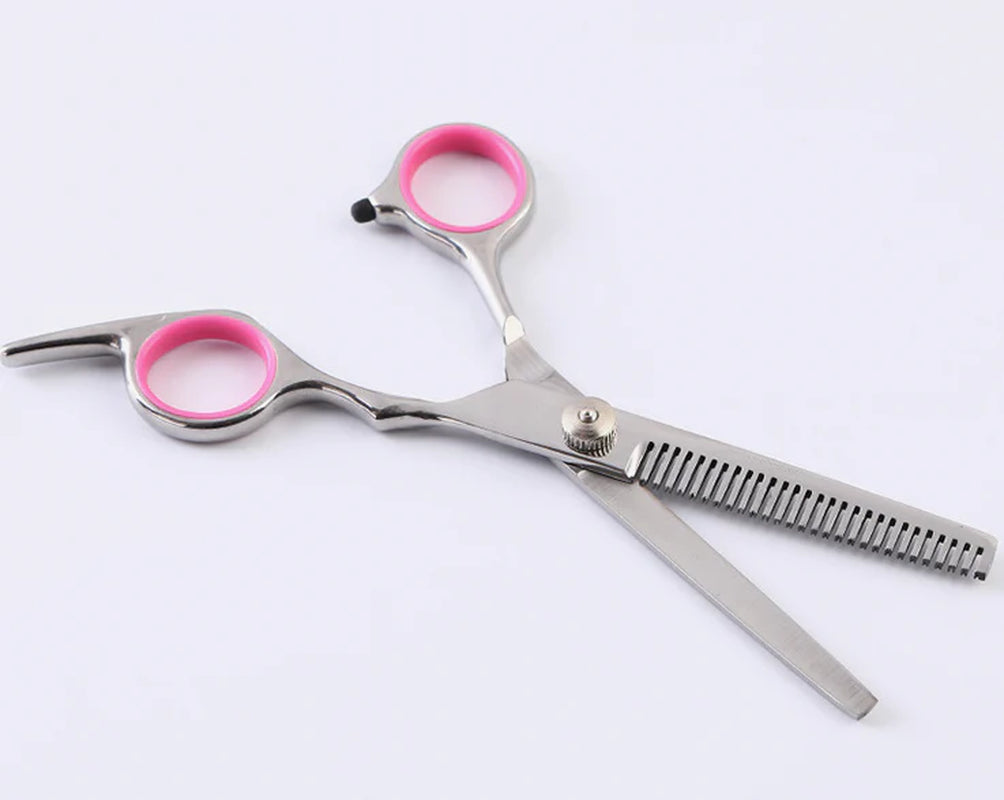 Premium Pet Grooming Scissors Kit β 7β Stainless Steel Straight, Curved & Thinning Shears with Comb & Case