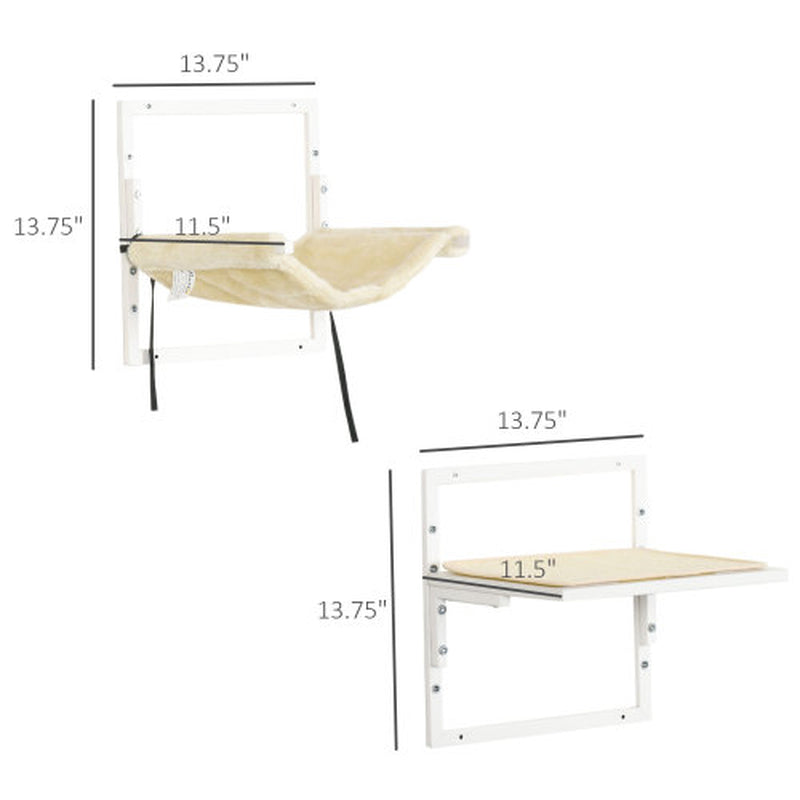 Jack & Susy™ 6-Piece Modern Cat Wall Shelves Set with Hammock – Adjustable Climbing Platforms & Perches for Indoor Cats (Cream White)