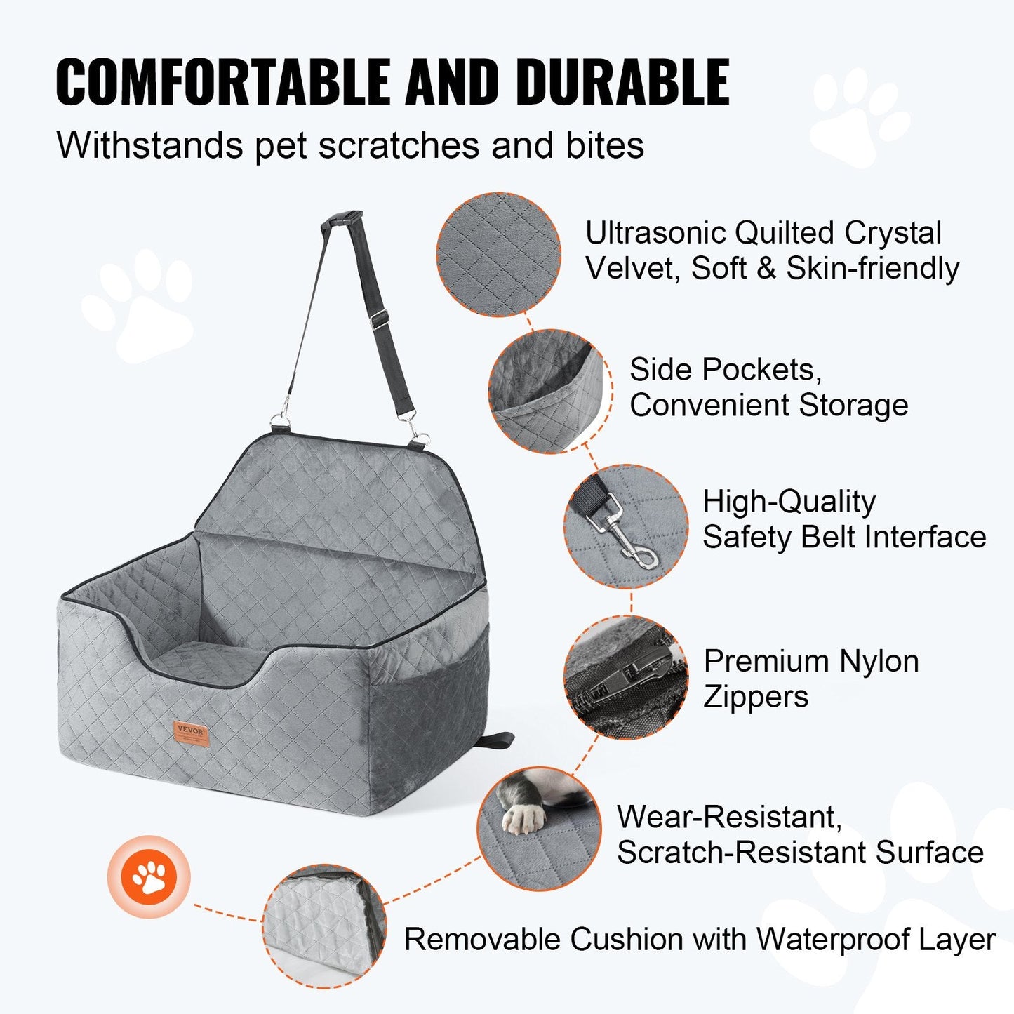 Jack & Susy™ Luxury Dog Booster Car Seat – Secure, Comfortable & Stylish Travel Seat for Medium and Large Dogs (Up to 55 lbs)