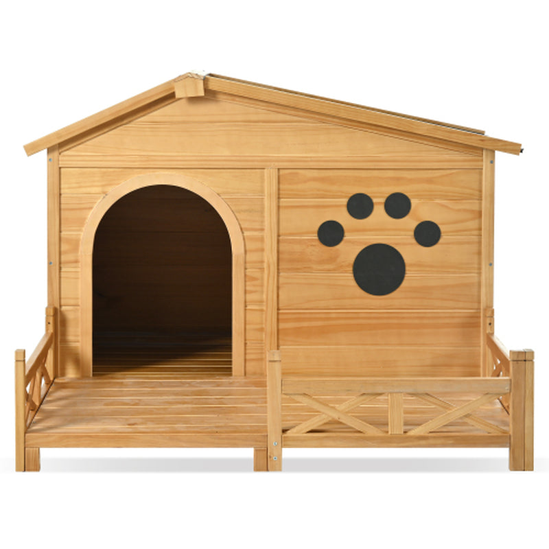 Jack & Susy™ 48" Wooden Dog House with Porch – Weatherproof Pine Kennel with Asphalt Roof for Medium Dogs (Up to 66 lbs)