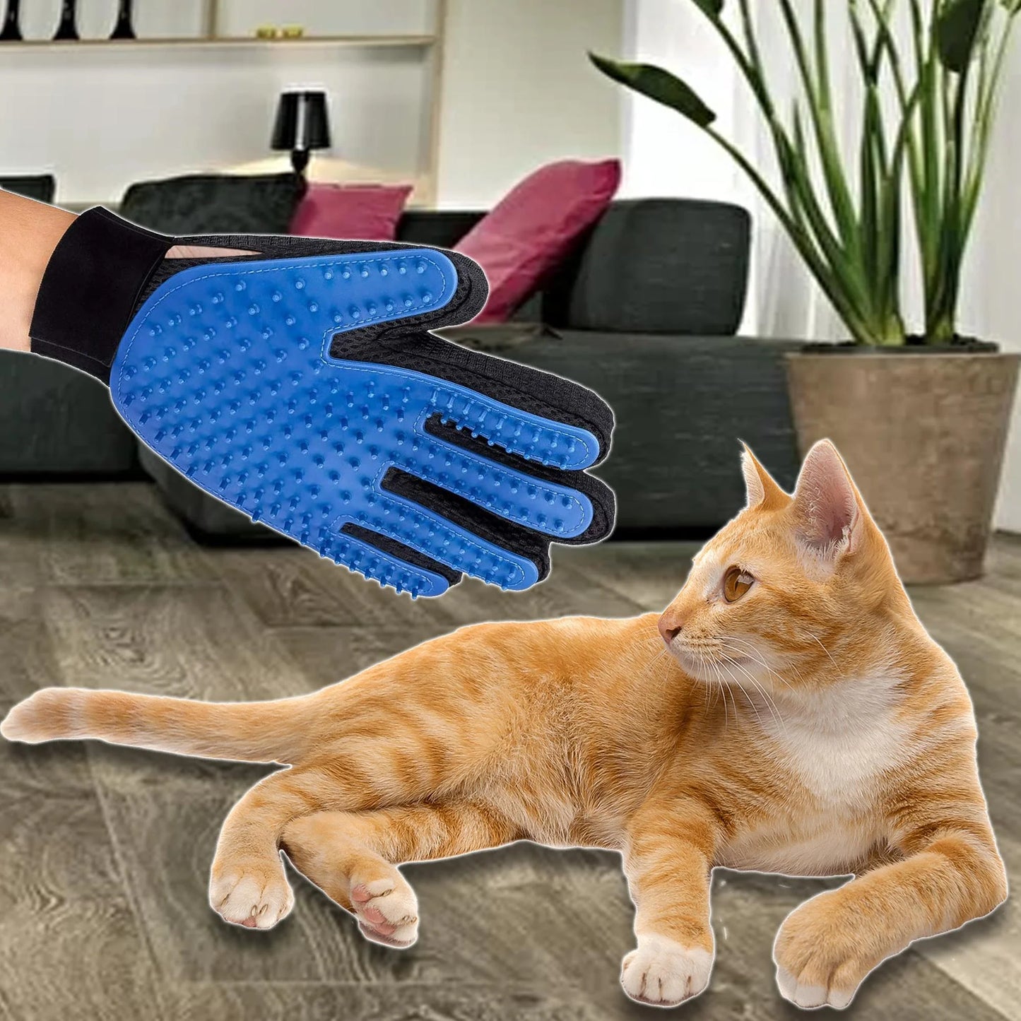 Jack & Susy™ Pet Grooming Gloves – Gentle Deshedding & Massage Gloves for Dogs, Cats & Horses (Pair)