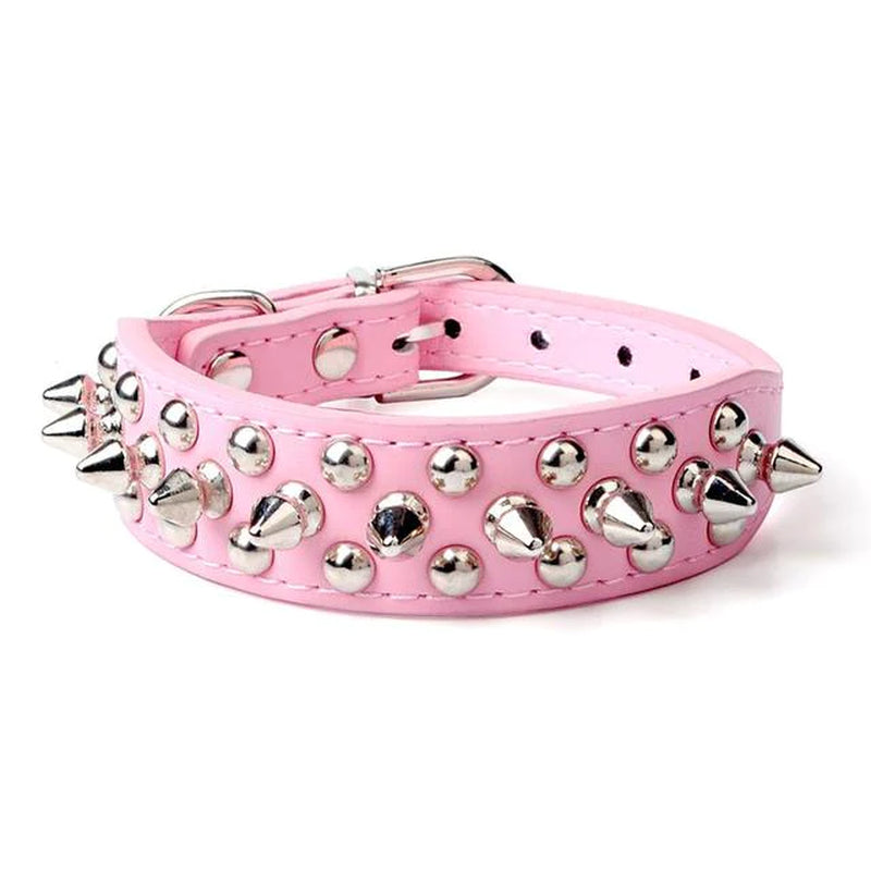 Jack & Susy™ Spiked Studded Leather Dog Collar – Adjustable PU Collar with Rivets for Small to Large Dogs