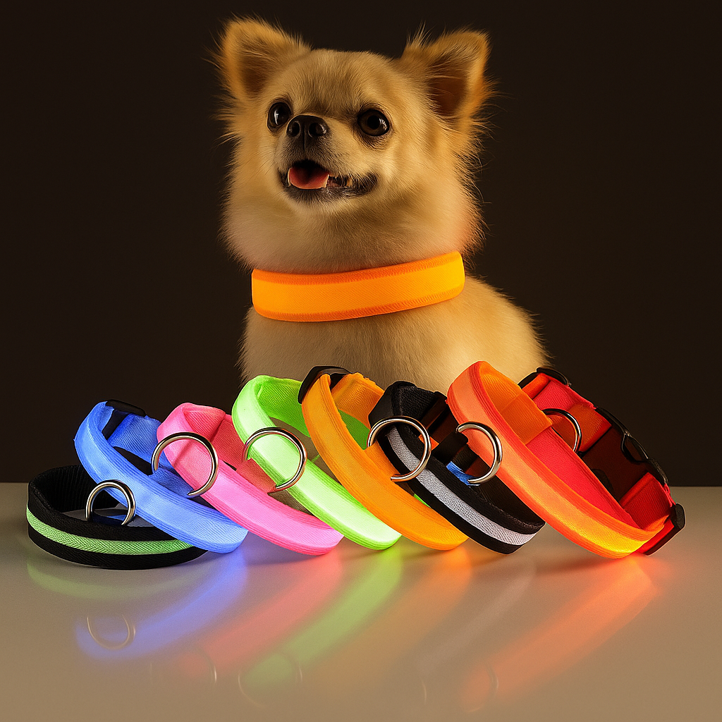 Light-Up LED Dog Collar โ Adjustable, Waterproof & Safe for Night Walks