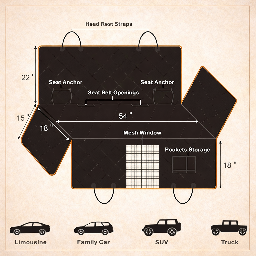 Waterproof Dog Seat Cover – Heavy-Duty Back Seat Protector