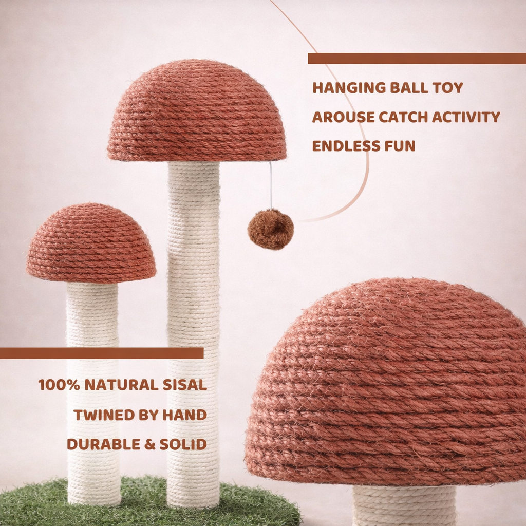 Mushroom Cat Scratching Post – Dual Sisal Design