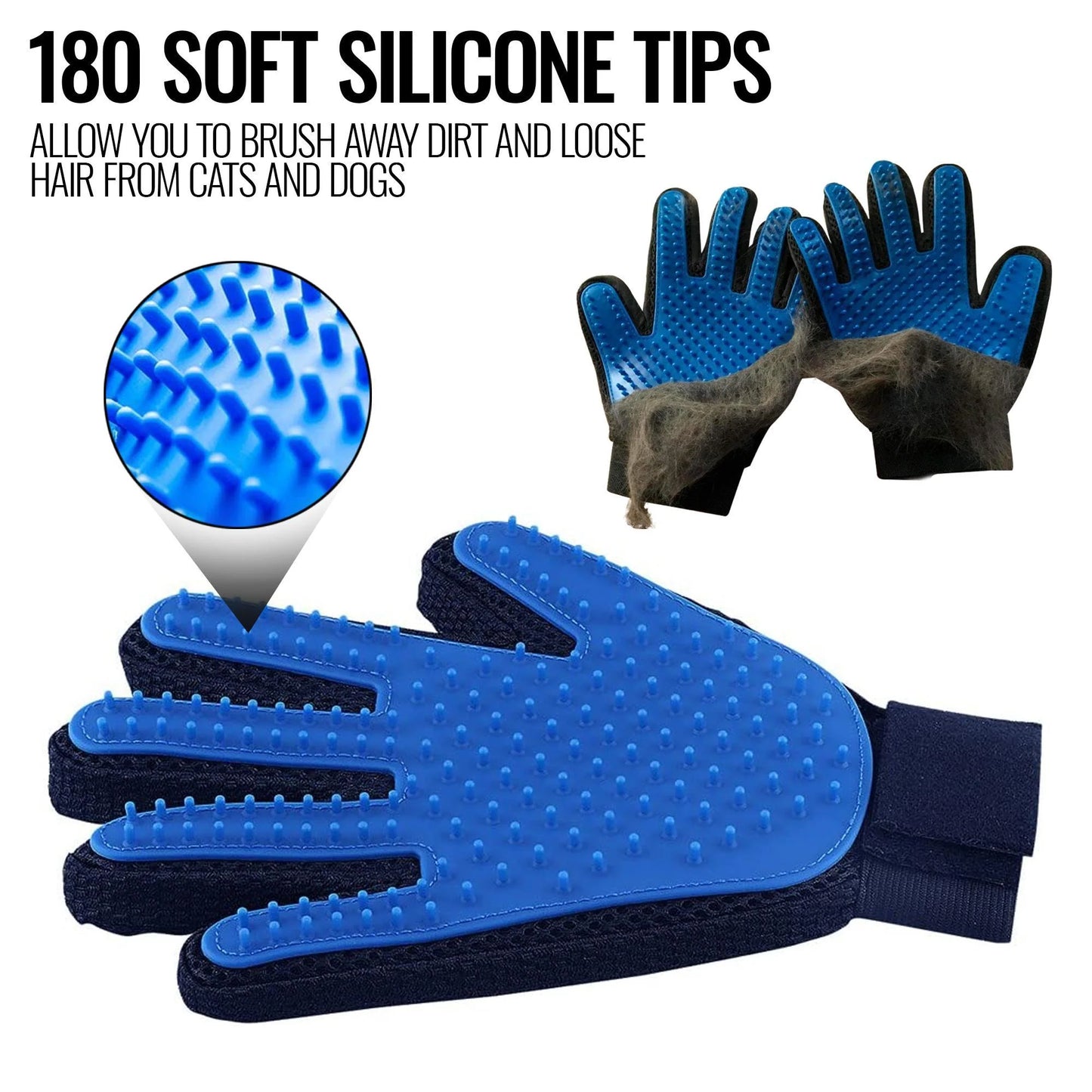 Jack & Susy™ Pet Grooming Gloves – Gentle Deshedding & Massage Gloves for Dogs, Cats & Horses (Pair)