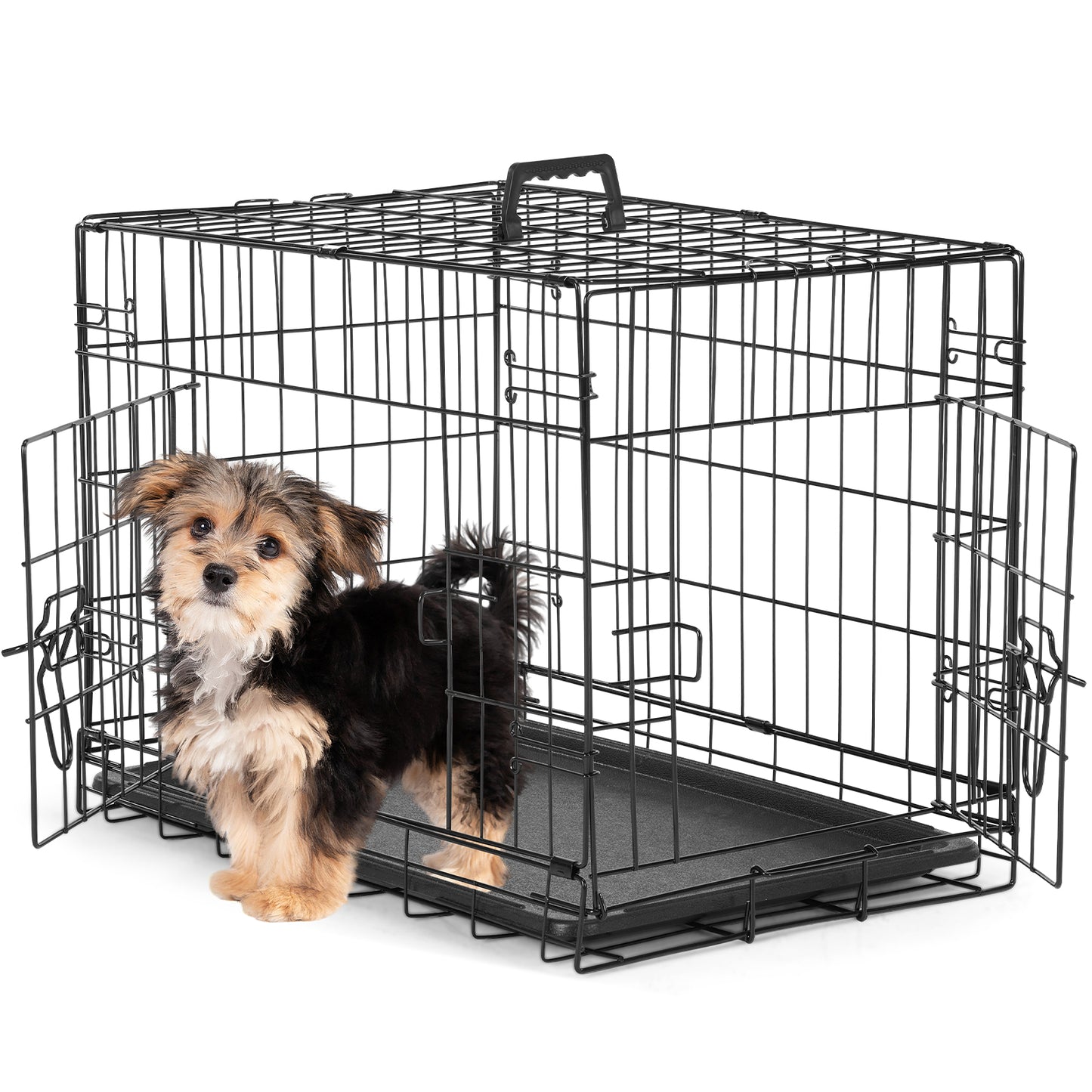 Foldable Double-Door Dog Crate β Heavy-Duty Metal Kennel with Divider & Removable Tray (Multiple Sizes)