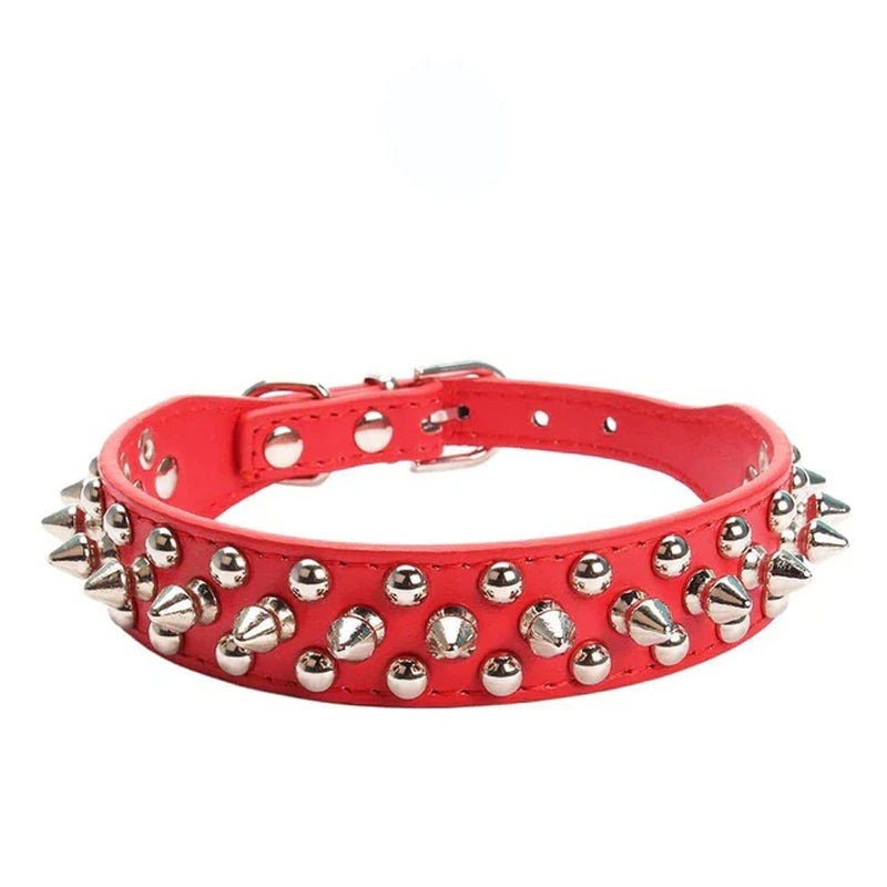 Jack & Susy™ Spiked Studded Leather Dog Collar – Adjustable PU Collar with Rivets for Small to Large Dogs