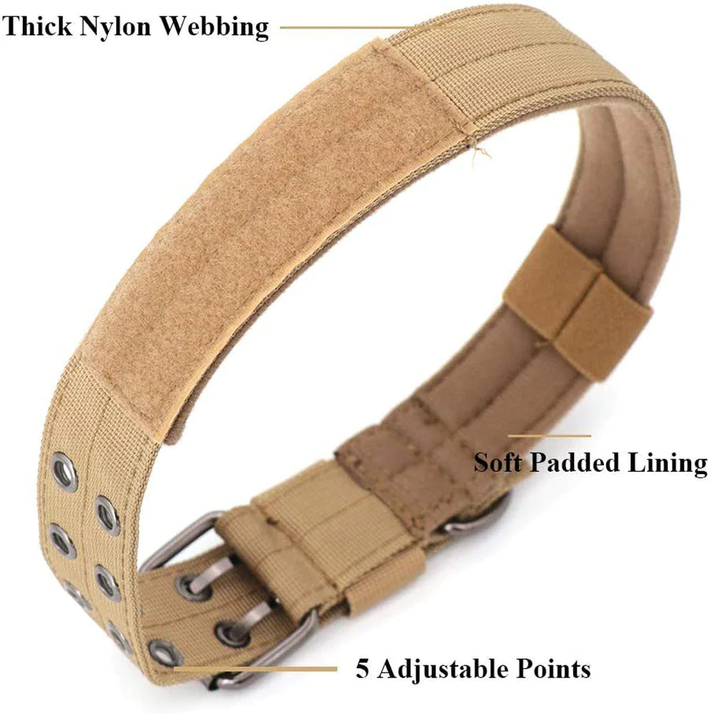Jack & Susy™ Tactical Heavy-Duty Dog Collar – 2" Wide Military-Grade Nylon with Metal Buckle (K9 Training Collar)