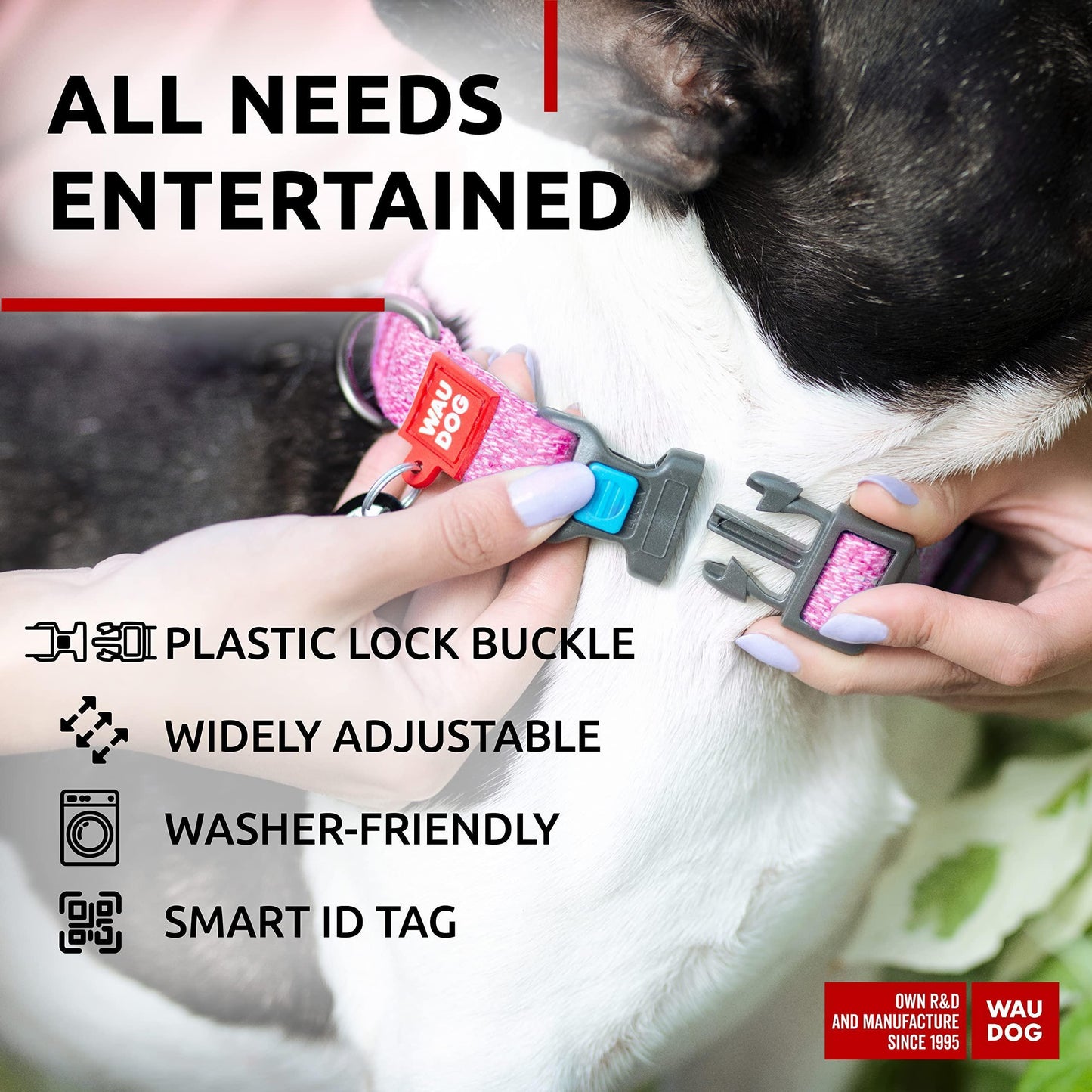 Jack & Susy™ Eco-Friendly Reflective Cotton Dog Collar – Recycled, Soft & Durable with Smart QR ID Tag