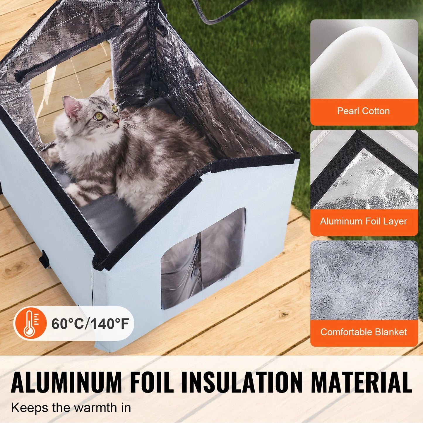 Foldable Heated Cat House β Warm Kitty Shelter with Removable Pad