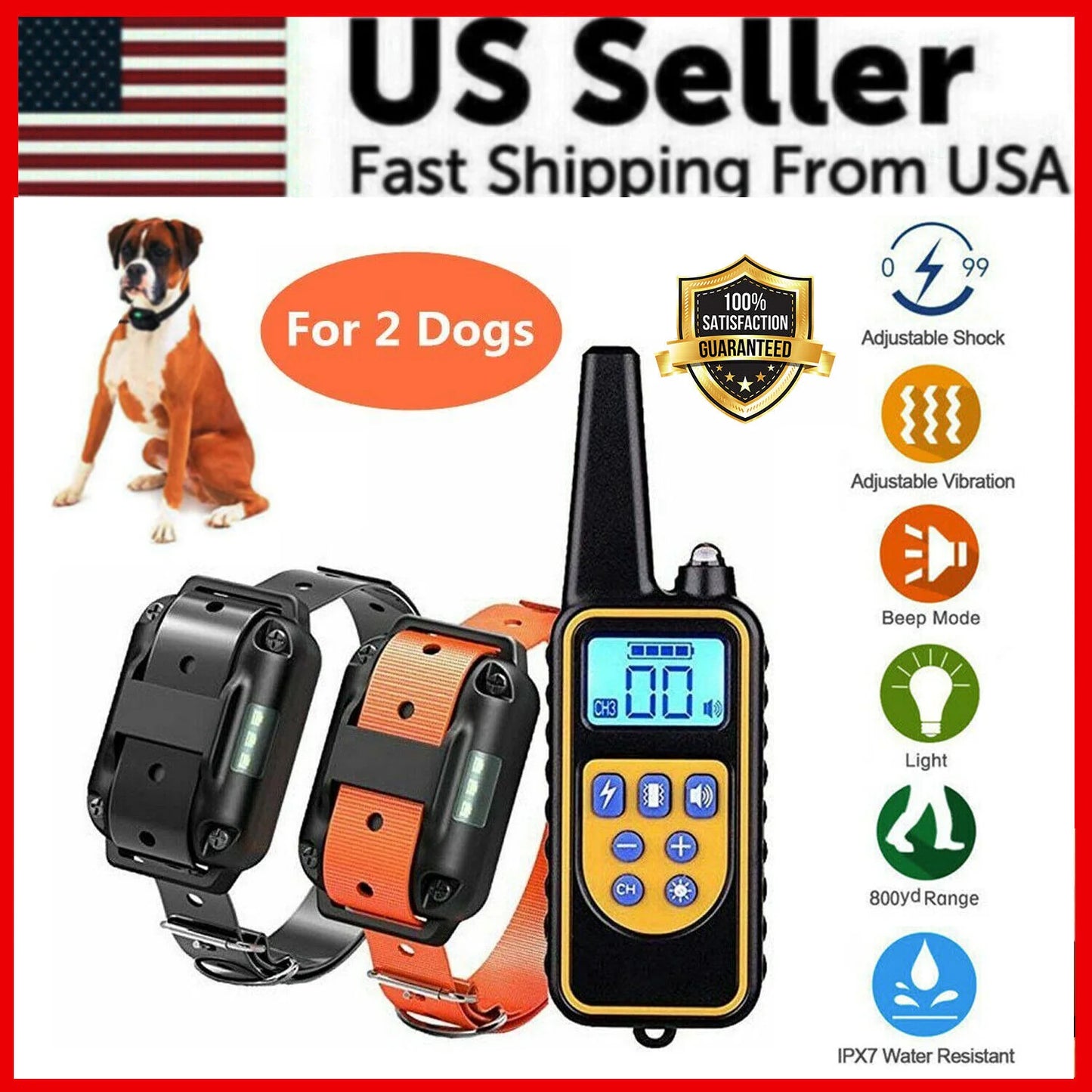 Jack & Susy™ Smart Dog Training Collar Set – 2600 FT Remote Control, Dual Waterproof Collars & Rechargeable LCD System