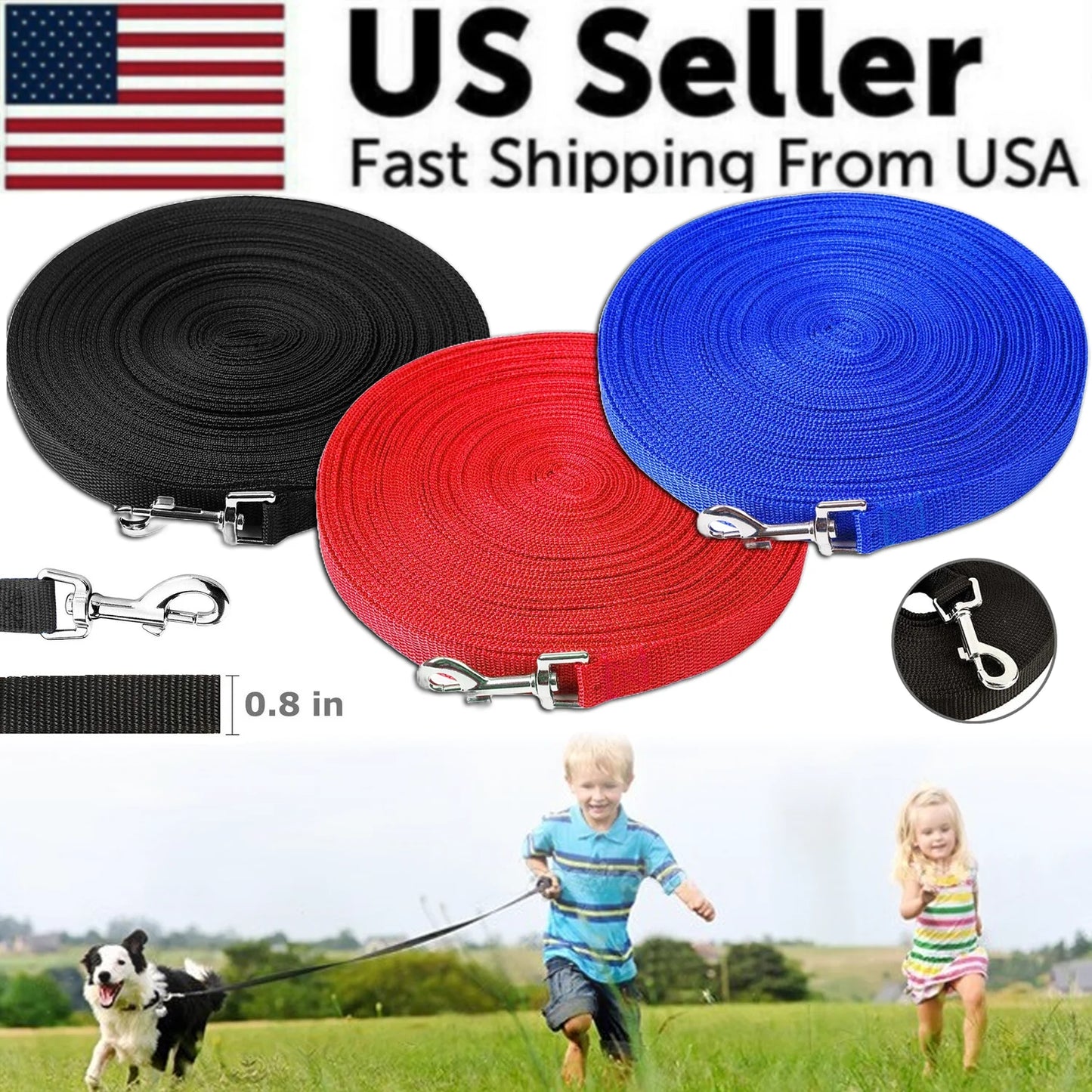 Premium Long Training Dog Leash β Durable Nylon Obedience & Recall Lead (6β100 FT)