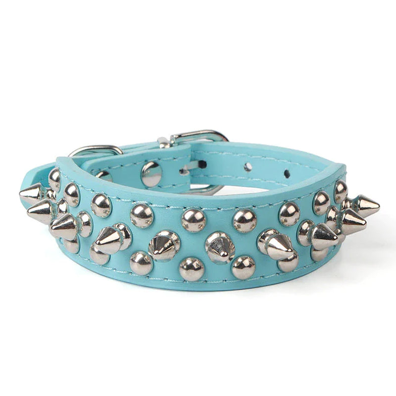 Jack & Susy™ Spiked Studded Leather Dog Collar – Adjustable PU Collar with Rivets for Small to Large Dogs