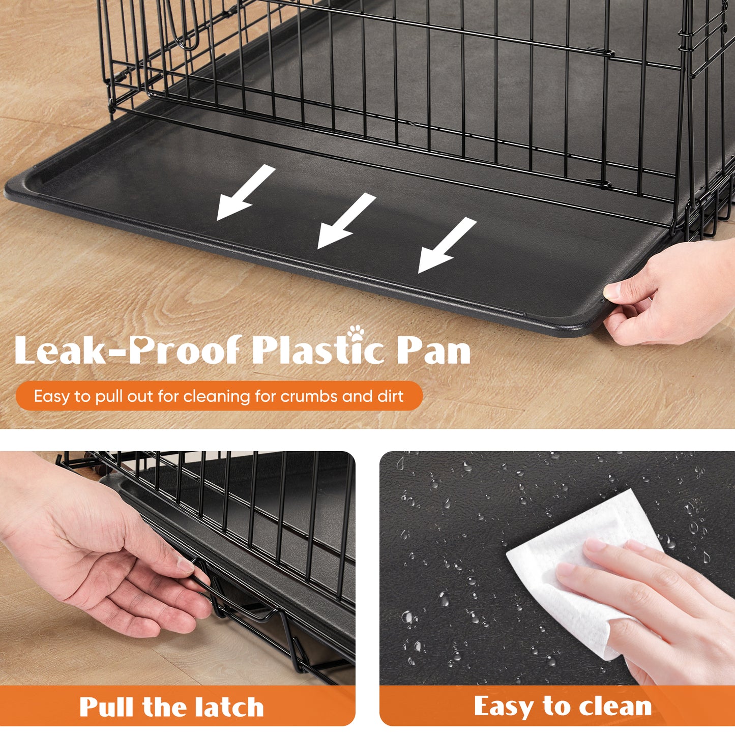 Foldable Double-Door Dog Crate β Heavy-Duty Metal Kennel with Divider & Removable Tray (Multiple Sizes)