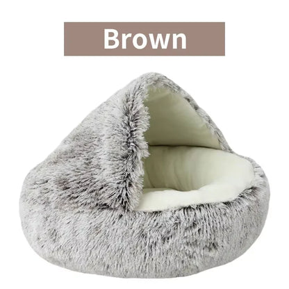 2-in-1 Plush Pet Bed – Warm Winter Cushion & Sleep Bag for Cats & Small Dogs