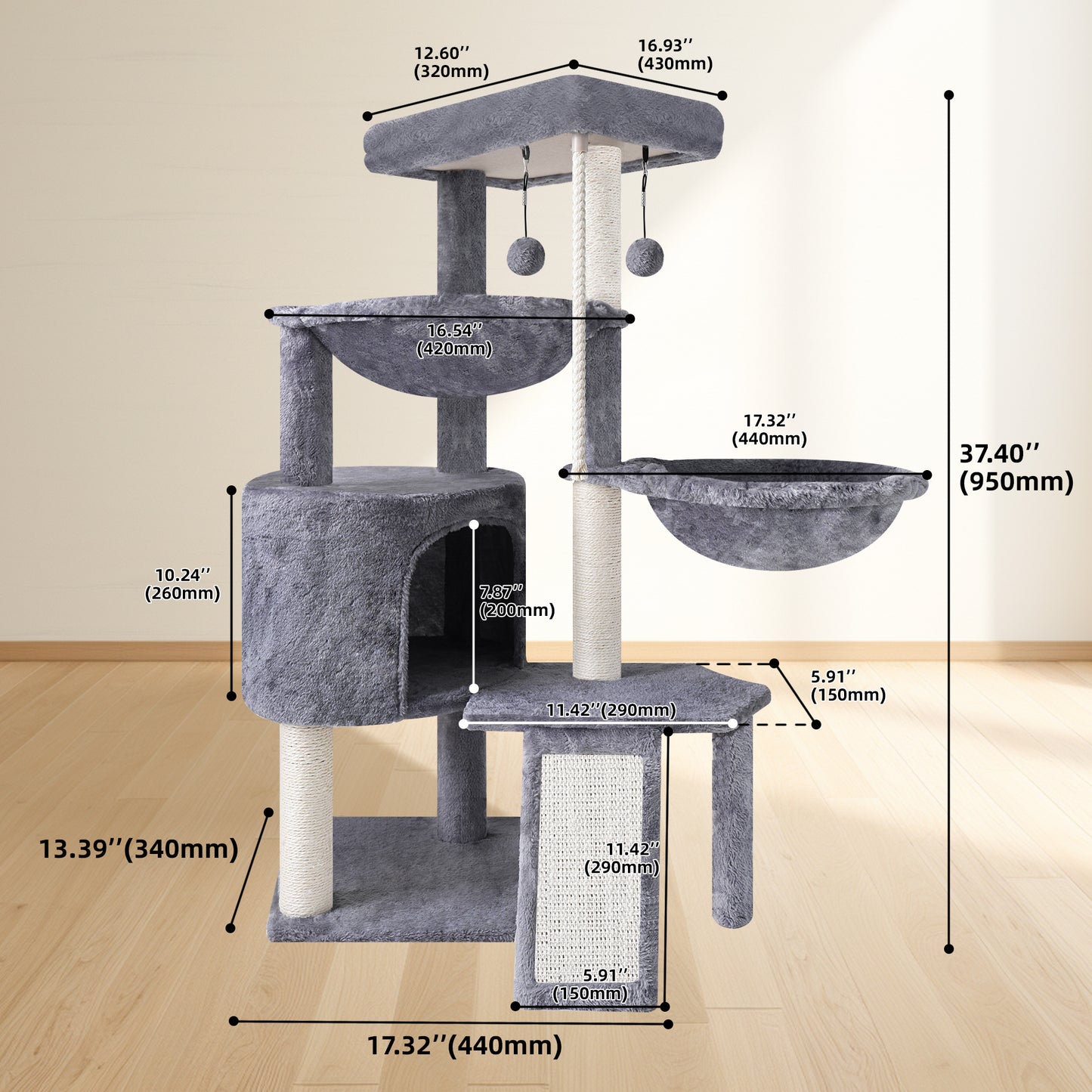Cat Tree Tower – Condo & Hammocks