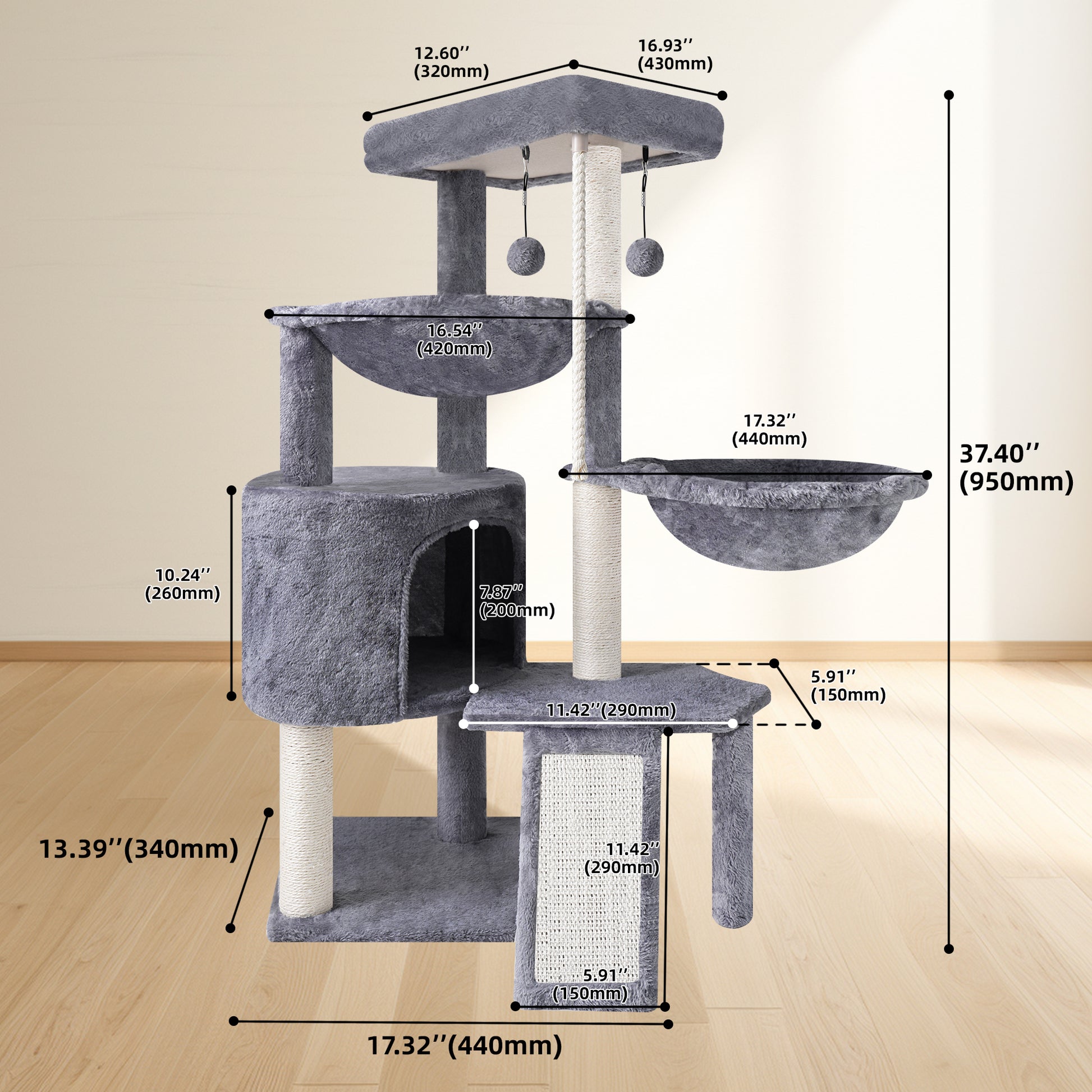 Cat Tree Tower – Condo & Hammocks