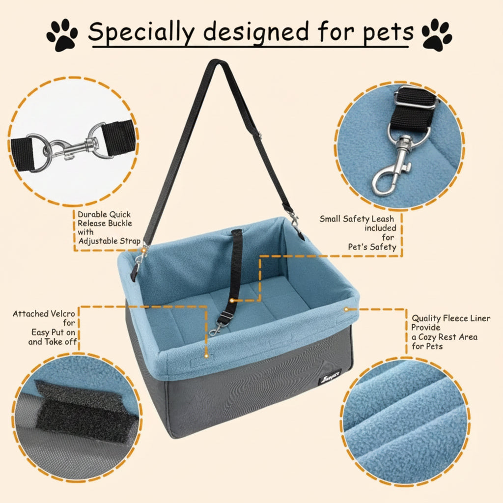 Dog Booster Car Seat — Up to 24 lb, Two-Strap Fit, Built-In Tether