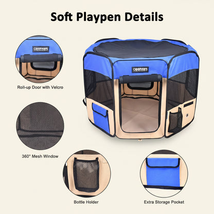 Portable Pet Playpen — 36", 45" or 61", Folds Into a Bag
