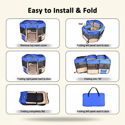 Portable Pet Playpen — 36", 45" or 61", Folds Into a Bag