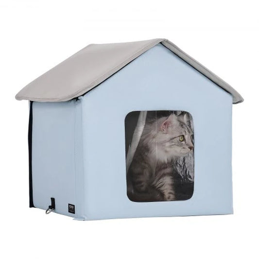 Foldable Heated Cat House – Warm Kitty Shelter with Removable Pad