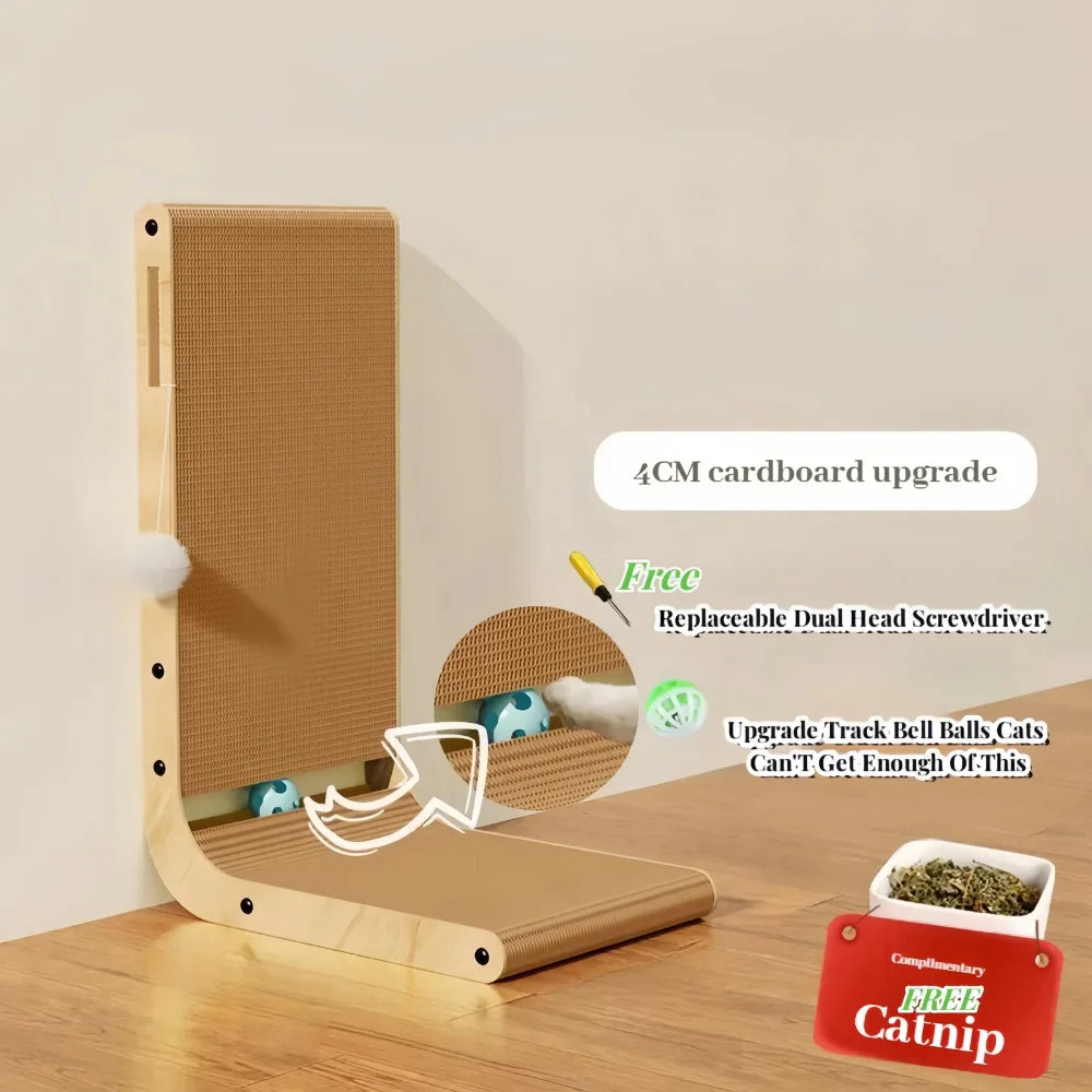 Cat Scratcher Post – L-Shape with Ball Toy