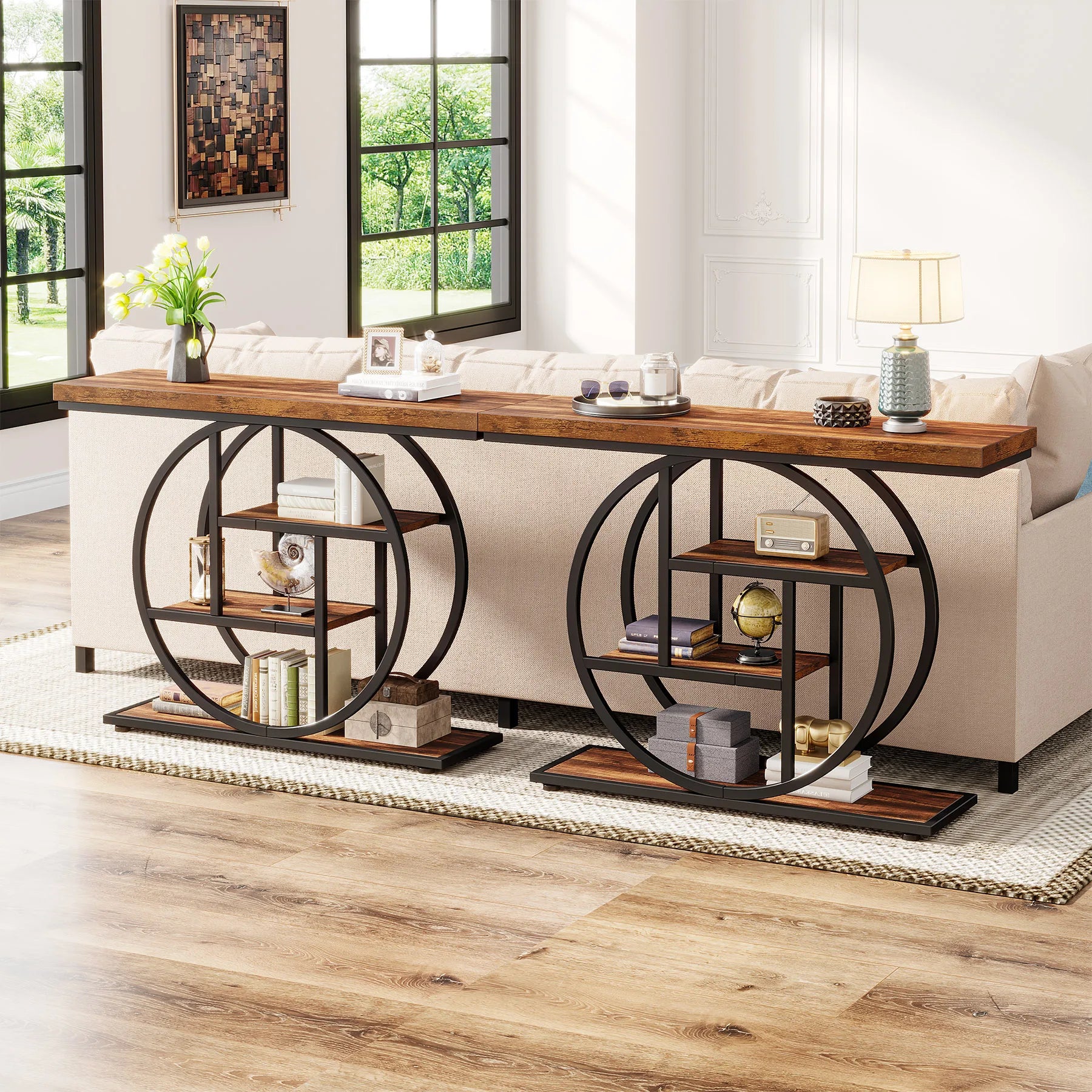 Industrial Console Table – 4-Tier Entryway Design