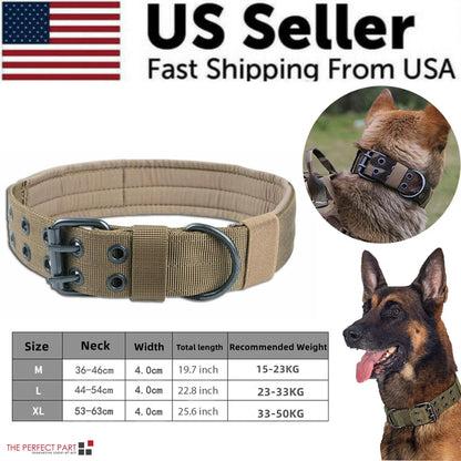 Jack & Susy™ Tactical Heavy-Duty Dog Collar – 2" Wide Military-Grade Nylon with Metal Buckle (K9 Training Collar)