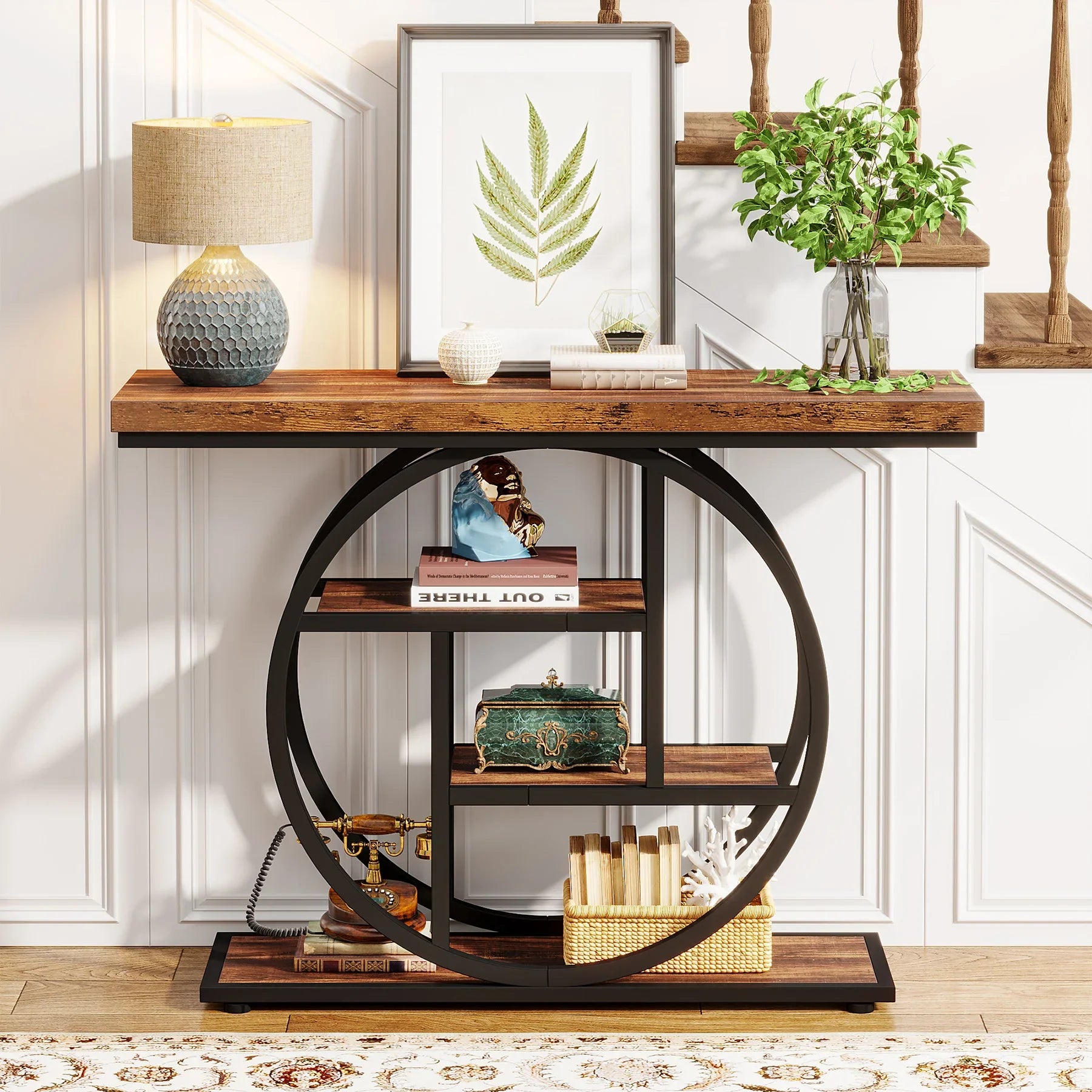 Industrial Console Table – 4-Tier Entryway Design