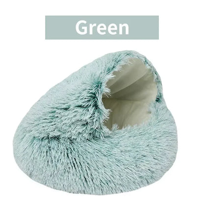 2-in-1 Plush Pet Bed – Warm Winter Cushion & Sleep Bag for Cats & Small Dogs