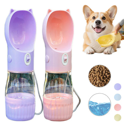 Portable Dog Water Bottle – 2-in-1 Leak-Proof Feeder with Food Container for Dogs & Cats