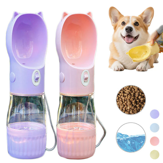 Portable Dog Water Bottle – 2-in-1 Leak-Proof Feeder with Food Container for Dogs & Cats