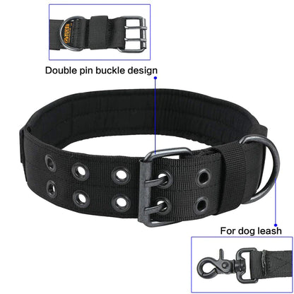 Jack & Susy™ Tactical Heavy-Duty Dog Collar – 2" Wide Military-Grade Nylon with Metal Buckle (K9 Training Collar)