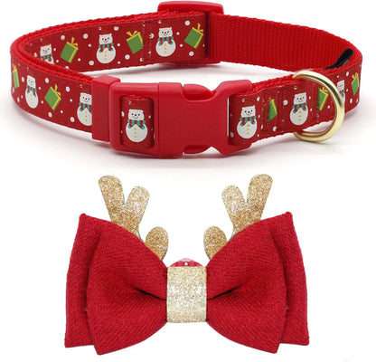 Christmas Dog Collar – Adjustable with Bow Tie