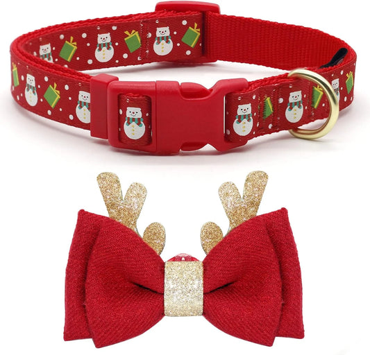 Christmas Dog Collar – Adjustable with Bow Tie